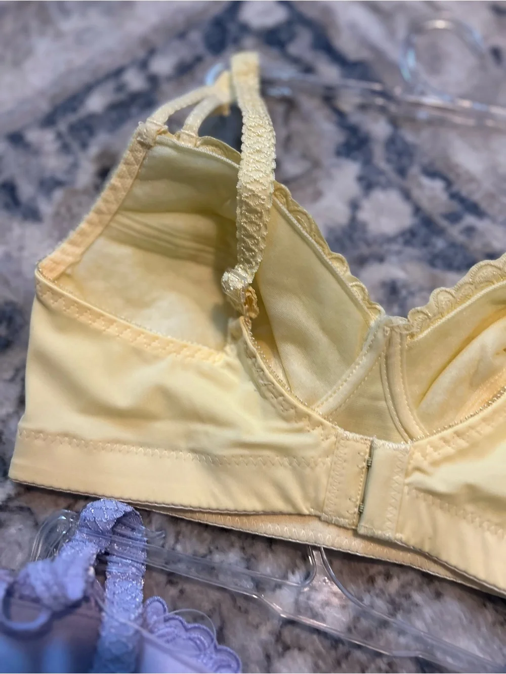 Smart Fir Women's Lace-Embroidered Wireless Bralette - Yellow and Lavender
